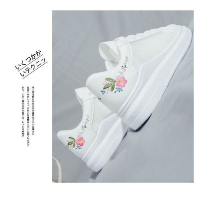 Floral Embroidered Platform Sneakers