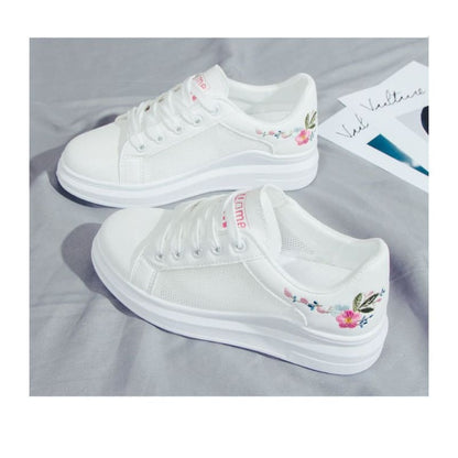 Floral Embroidered Platform Sneakers