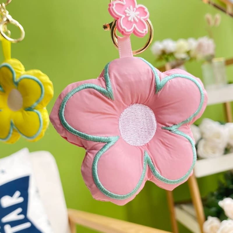 Floral Fabric Bag Charm Keyring