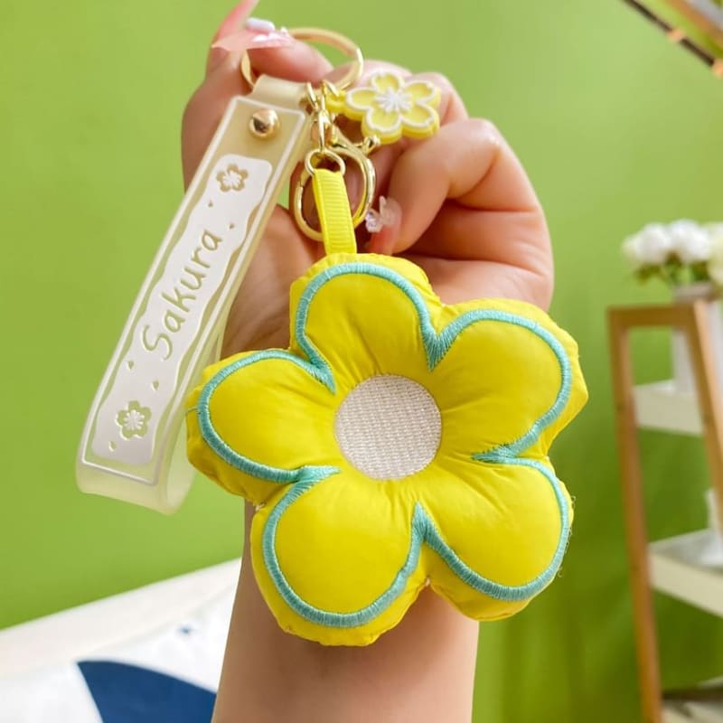 Floral Fabric Bag Charm Keyring