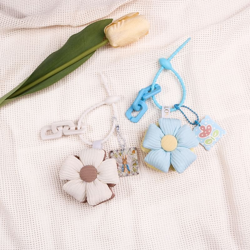 Floral Fabric Bag Charm Keyring (Various Designs)