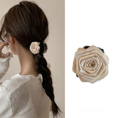 Floral Fabric Hair Clamp / Hair Clip - 12 - Beige / One Size