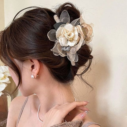 Floral Fabric Hair Claw Clip / Hair Tie