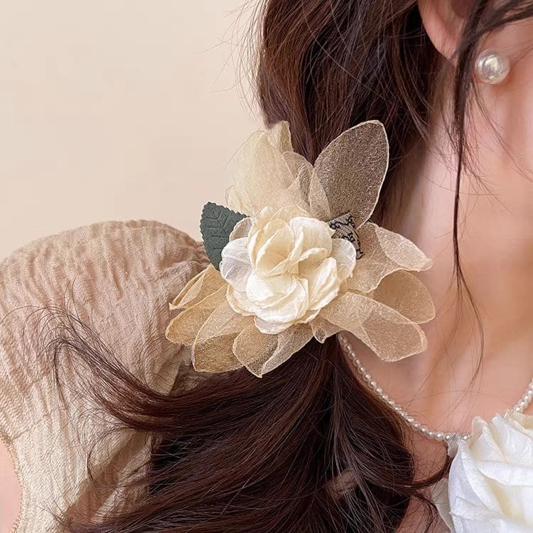 Floral Fabric Hair Claw Clip / Hair Tie