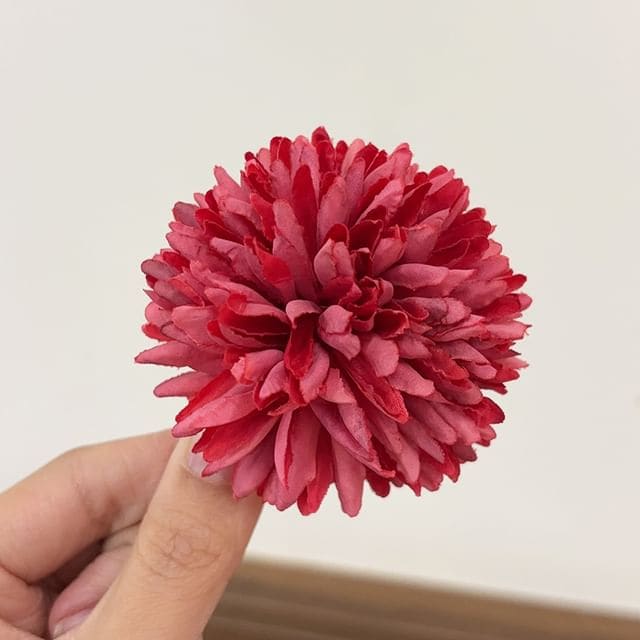 Floral Fabric Hair Clip - 3 - Red / One Size