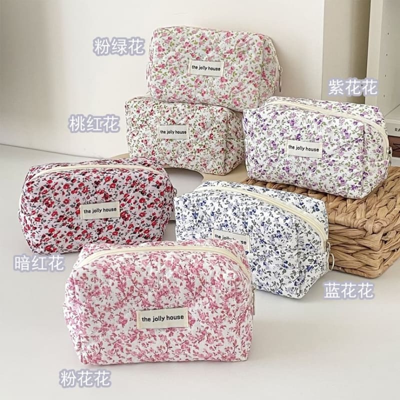 Floral Fabric Makeup Bag / Pencil Case