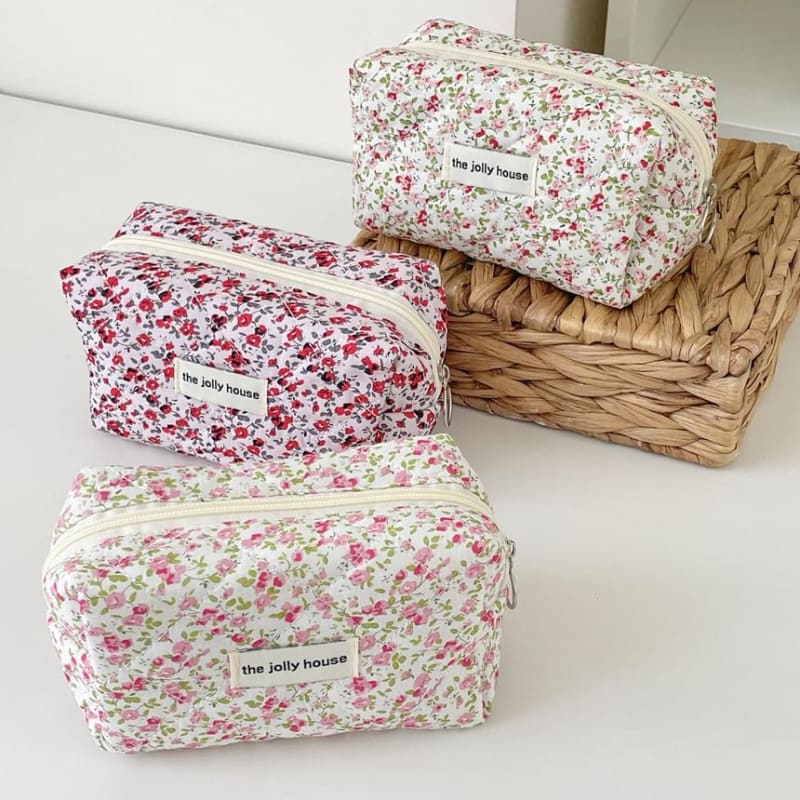 Floral Fabric Makeup Bag / Pencil Case