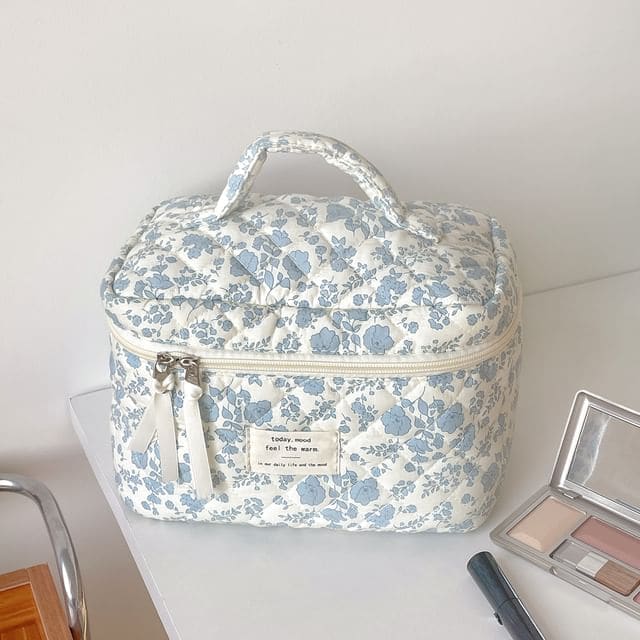 Floral Fabric Pouch / Makeup Bag / Clutch - Makeup Bag