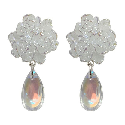 Floral Faux Crystal Alloy Drop Earring