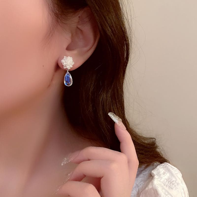 Floral Faux Crystal Alloy Drop Earring