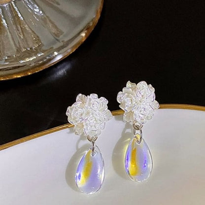 Floral Faux Crystal Alloy Drop Earring