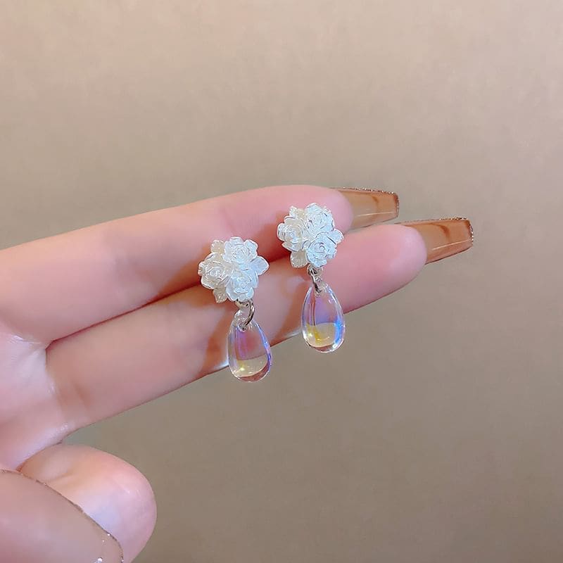 Floral Faux Crystal Alloy Drop Earring