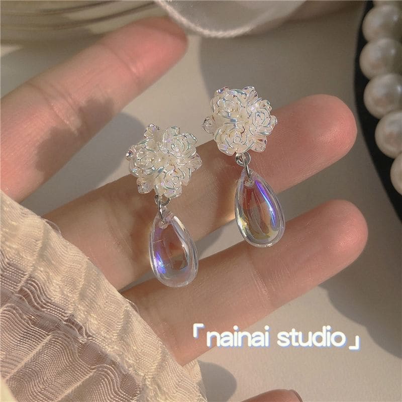 Floral Faux Crystal Alloy Drop Earring