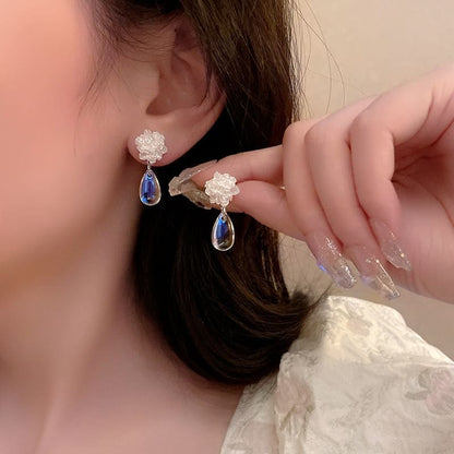 Floral Faux Crystal Alloy Drop Earring