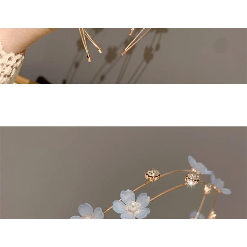 Floral Faux Pearl Layered Alloy Headband