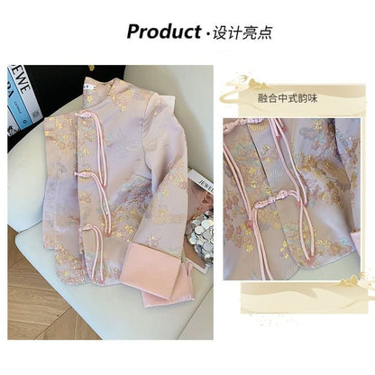 Floral Frog-Button Hanfu Jacket