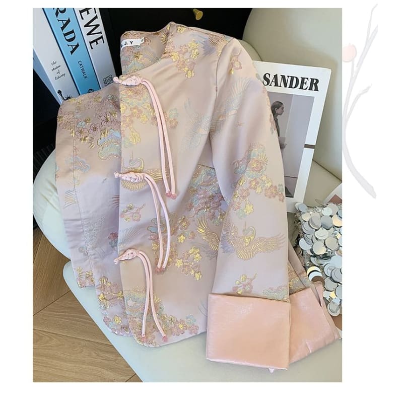 Floral Frog-Button Hanfu Jacket