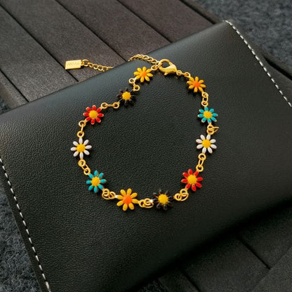 Floral Glaze Alloy Bracelet / Necklace - 1 Pc - Bracelet