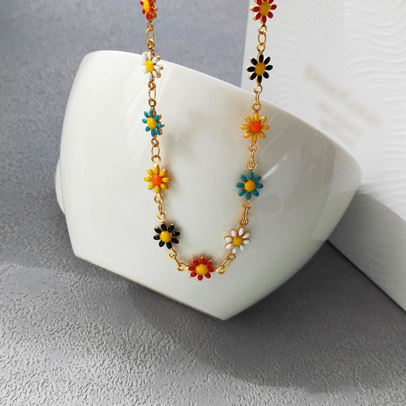 Floral Glaze Alloy Bracelet / Necklace