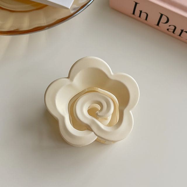 Floral Hair Claw - 03 - Off-White / One Size