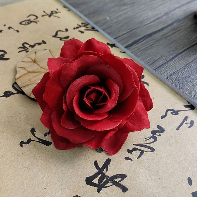 Floral Hair Clip - Rose Red / One Size