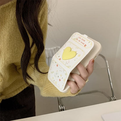 Floral Heart Foldable Stand Phone Case - iPhone 15 Pro Max