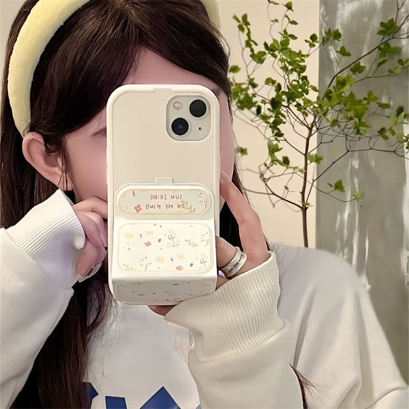 Floral Heart Foldable Stand Phone Case - iPhone 15 Pro Max