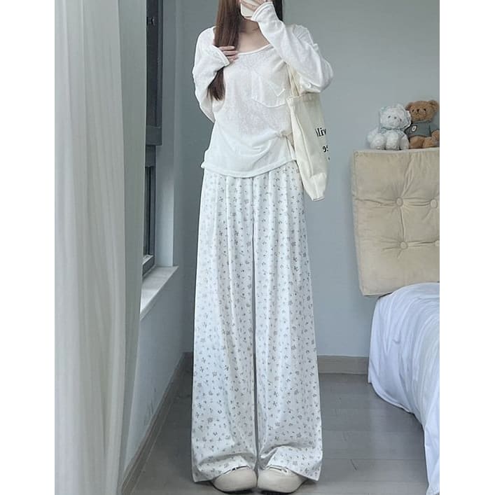 Floral High Waist Wide Leg Sweatpants