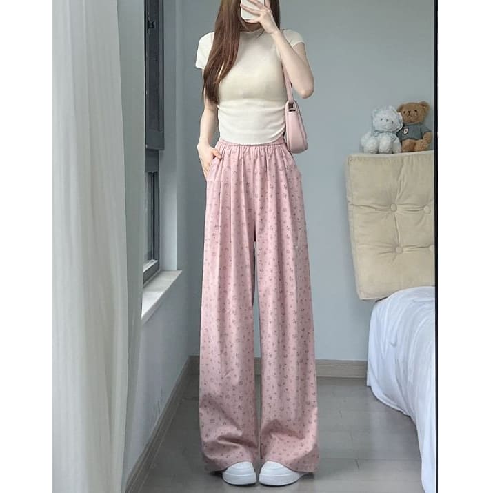 Floral High Waist Wide Leg Sweatpants