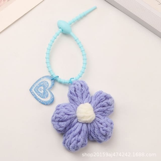 Floral Key Chain - Q1047-4 - White & Blue & Purple