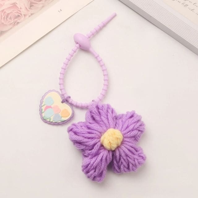 Floral Key Chain - Q1047-5 - Yellow & Purple / One Size