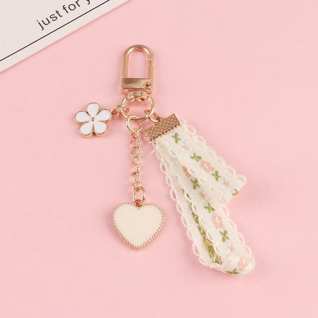 Floral Lace Alloy Bag Charm Keyring (Various Designs)