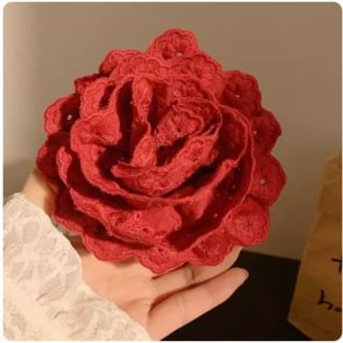 Floral Lace Hair Clamp - 4 - Red / One Size