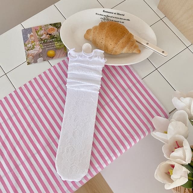 Floral Lace Socks - White Trim - White / 35 To 40 - Socks