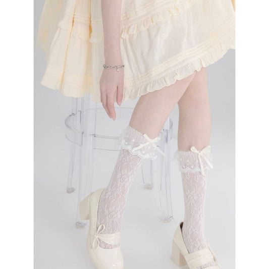 Floral Lace White Socks SpreePicky