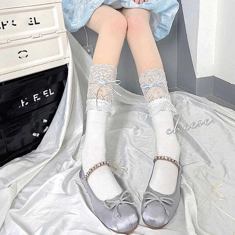 Floral Lolita Lace Stockings - Stockings