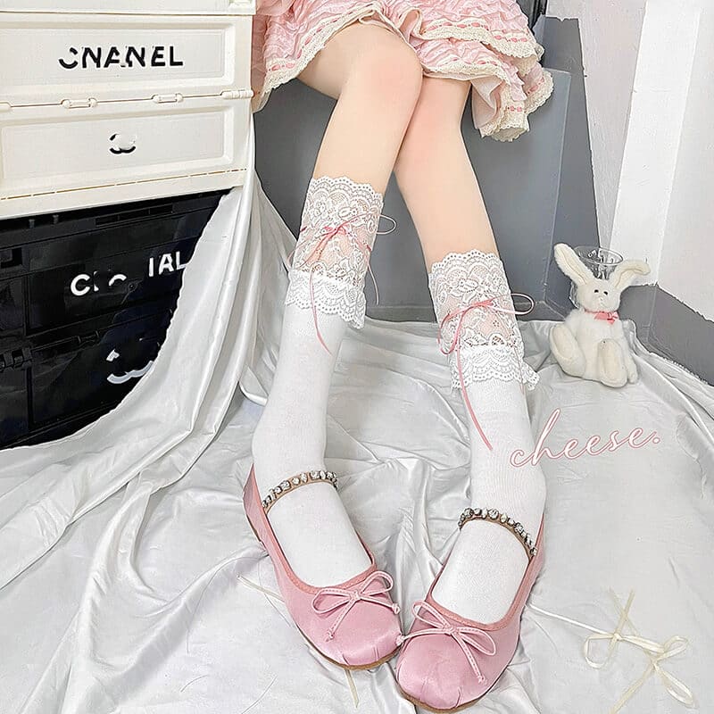 Floral Lolita Lace Stockings - Stockings