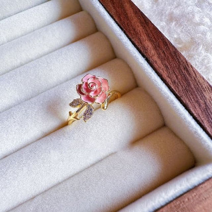 Floral Open Ring - J4967 - Pink / One Size