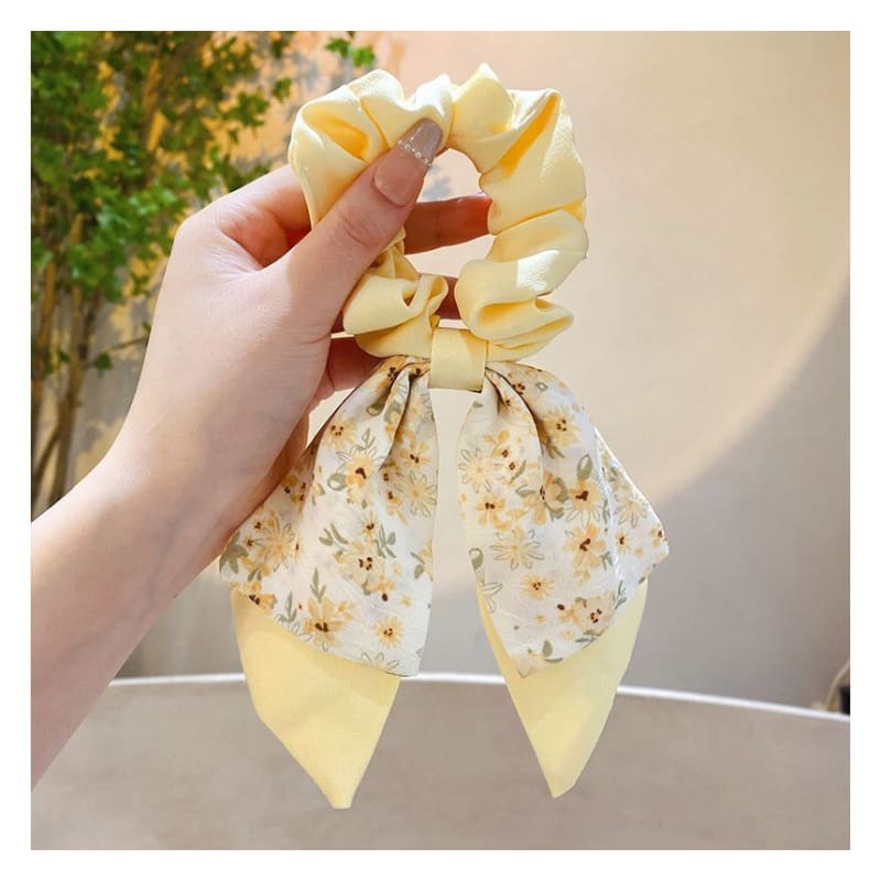 Floral Print Bow Scrunchie