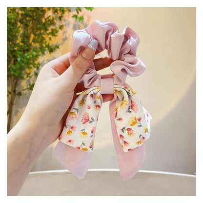 Floral Print Bow Scrunchie