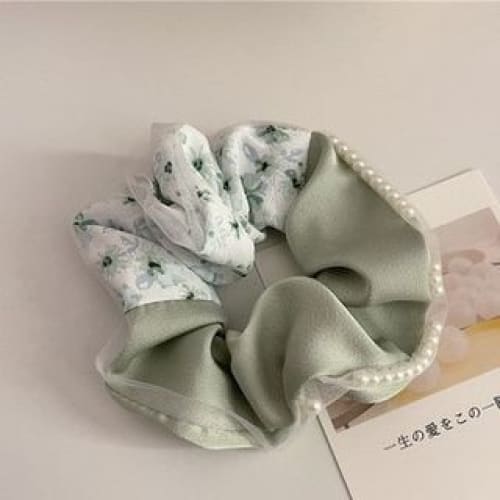 Floral Print Bow Scrunchie - 521 - Hair Tie - Floral