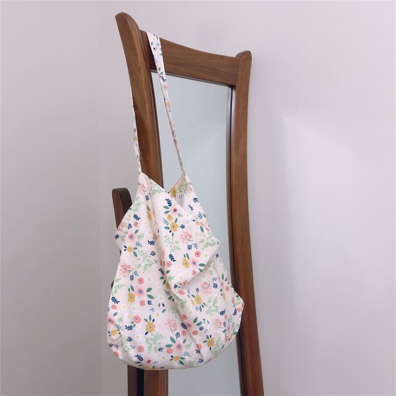 Floral Print Cotton Tote Bag