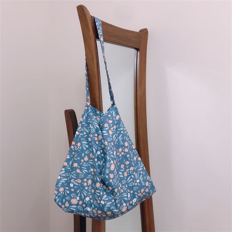 Floral Print Cotton Tote Bag