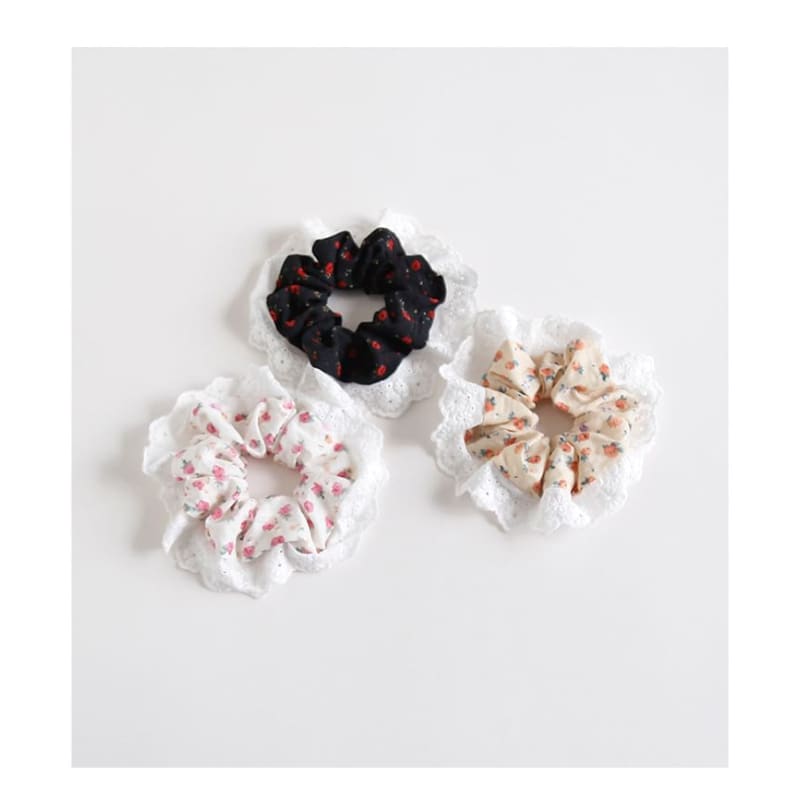 Floral Print Panel Scrunchie