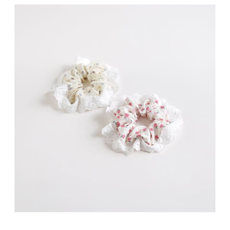 Floral Print Panel Scrunchie