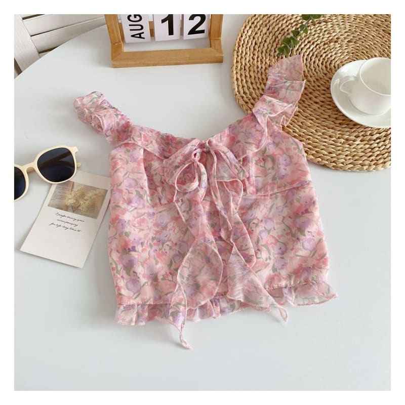 Floral Print Ruffled Camisole Top