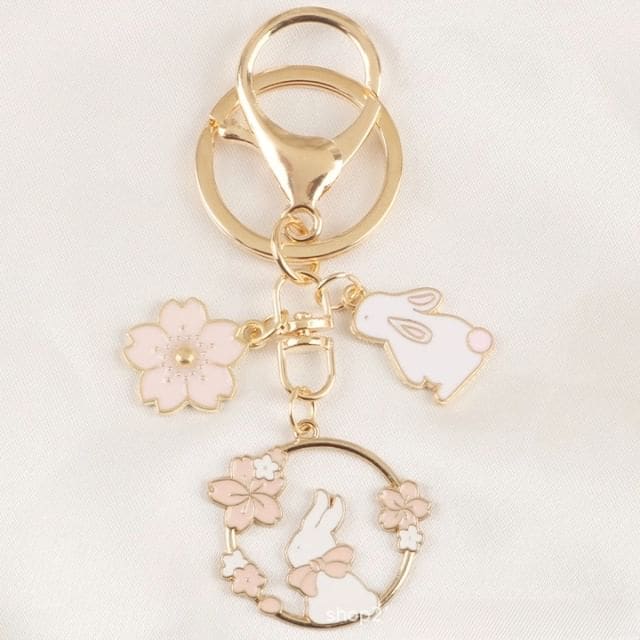 Floral / Rabbit Alloy Keyring (Various Designs) - Q906-1