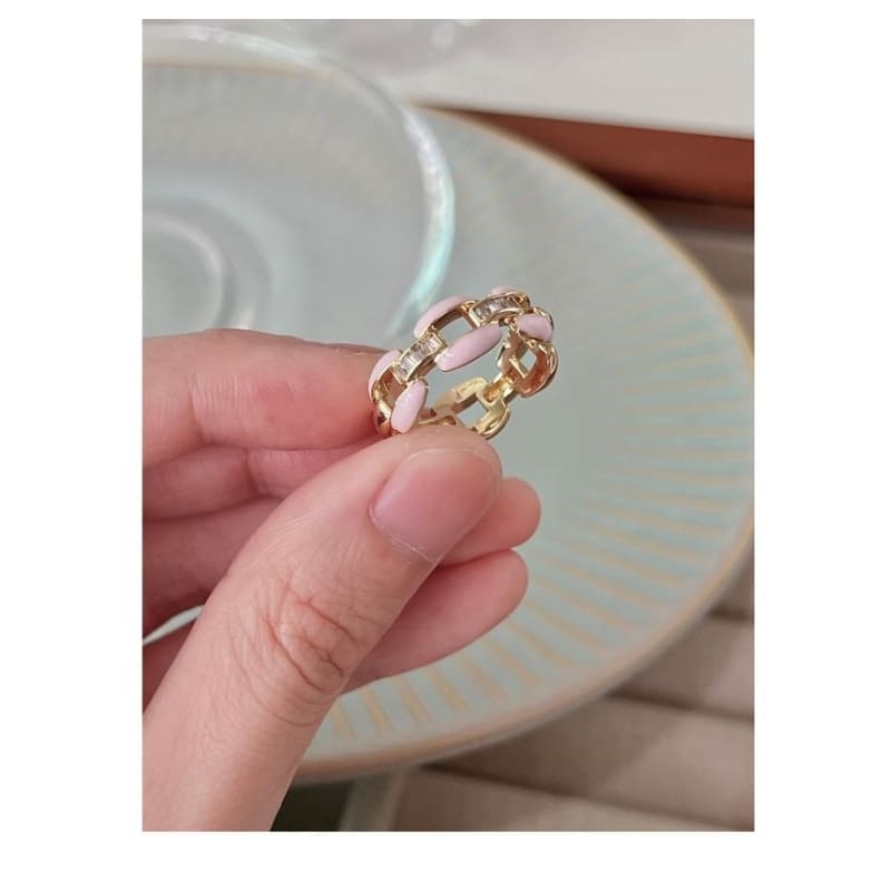 Floral / Rhinestone Chain Open Ring