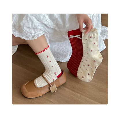 Floral Socks / Dotted Bow Socks / Set