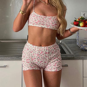 Floral Top and Shorts Set - Suits